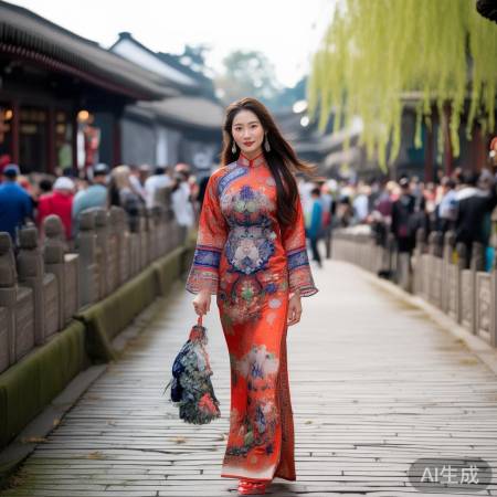 谷爱凌旗袍漫步苏州,惊艳古城!